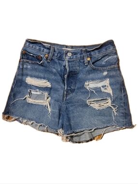 Levi's Womens Shorts 27 Wedgie Distressed Blue Denim Women's Shorts